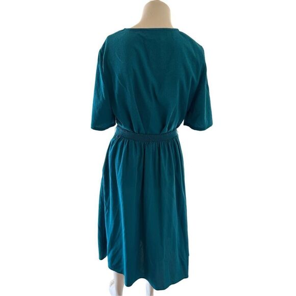 Michelle Leslie women’s vintage 90s set skirt button up emerald green gold butto - Picture 3 of 6